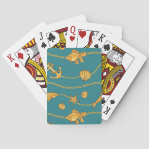 Gold Nautical Pattern Playing Cards