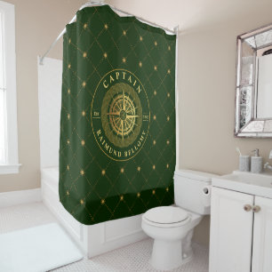 Gold Nautical Shower Curtain