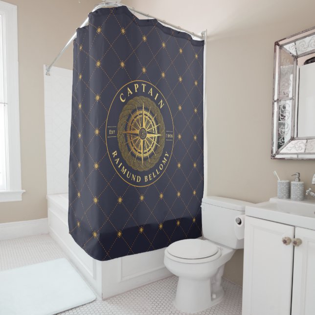 Gold Nautical Shower Curtain (In Situ)