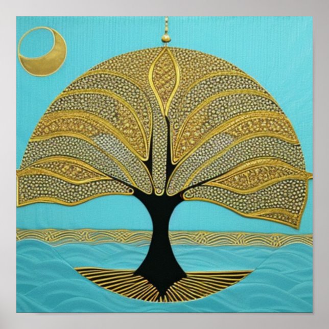 Gold Nautical Tree of Life Poster (Front)