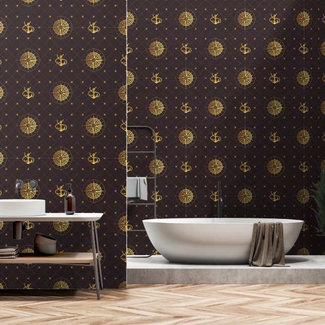 Gold Nautical Wallpaper (Bathroom)