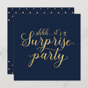 Gold & Navy   50th Surprise Wedding Anniversary Invitation