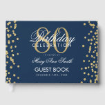 Gold Navy 80th Birthday Party Glitter Confetti Guest Book<br><div class="desc">Elegant 80th Birthday Party Gold Glitter Confetti Navy Blue template.</div>
