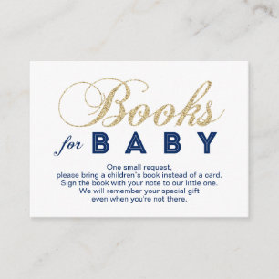 Gold & Navy   Baby Shower Bring a Book Card