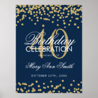 Gold Navy Blue 40th Birthday Glitter Confetti
