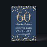 Gold Navy Blue 60th Birthday Save the Date Details Invitation<br><div class="desc">Elegant "60th Birthday Party" design with faux glitter confetti & details text. Easy to use and easy to personalise. Order Today!</div>