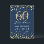 Gold Navy Blue 60th Birthday Save the Date Details Invitation<br><div class="desc">Elegant "60th Birthday Party" design with faux glitter confetti & details text. Easy to use and easy to personalise. Order Today!</div>