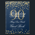 Gold Navy Blue 90th Birthday Guest Book Confetti<br><div class="desc">Elegant 90th Birthday Party Gold Glitter Confetti on Navy Blue template. Easy to use and easy to personalise. Order Today!</div>