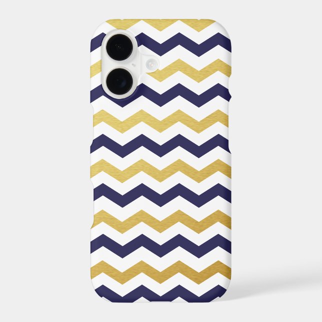 Gold & Navy Blue Chevron Pattern iPhone 7 Case (Back)