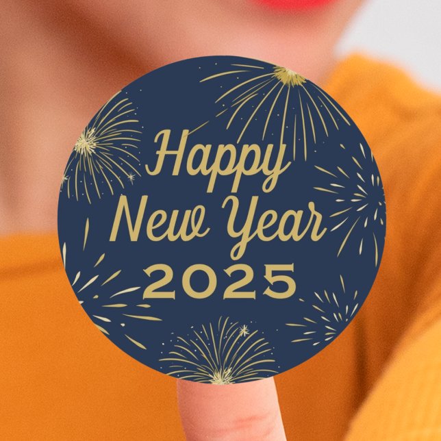 Gold Navy Blue Elegant 2025 Happy New Year Party Classic Round Sticker (Gold Navy Blue Elegant 2025 Happy New Year Party Classic Round Sticker
)