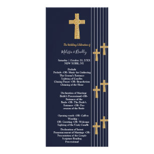 Gold navy blue elegant typography ceremony Program Rack Card