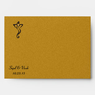Gold Navy Blue Ganesh Hindu Indian Wedding Custom Envelope