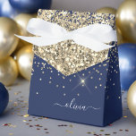 Gold Navy Blue Girly Glitter Sparkle Monogram Name Favour Box<br><div class="desc">Gold and Navy Blue Sparkle Glitter Monogram Name and Initial Paper Party Gift Boxes This makes the perfect sweet 16 birthday,  wedding,  bridal shower,  anniversary,  baby shower or bachelorette party gift for someone that loves glam luxury and chic styles.</div>