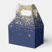 Gold Navy Blue Glitter Script Monogram Girly Name Favour Box (Back Side)
