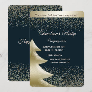 Gold/navy blue luxury corporate Christmas party Invitation