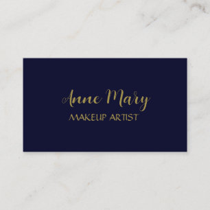 Gold Navy Blue Makeup Artist Minimal Modern Business Card