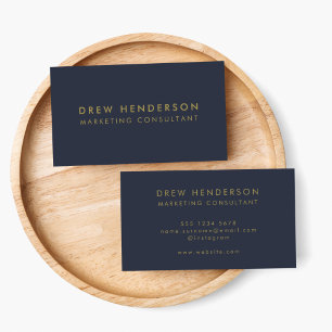 Gold Navy Blue Minimalist Modern Professional Business Card