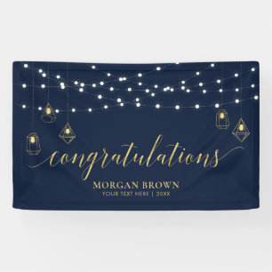 Gold & Navy Blue Modern Congratulations Banner