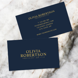 Gold Navy Blue Modern Minimalist Professional Business Card