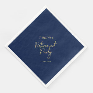 Gold & Navy Blue Modern Retirement Party Napkin