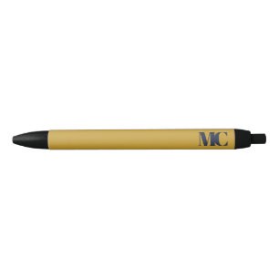Gold Navy Blue Monogram Monogrammed Elegant Modern Black Ink Pen