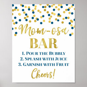 Gold Navy Blue Mum-osa Bar Sign Baby Shower