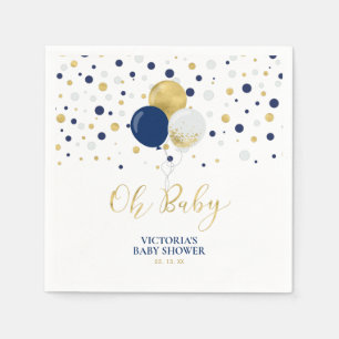 Gold & Navy Blue Oh Baby Baby Shower Napkins
