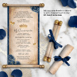 Gold Navy Blue Quinceanera DIY Scroll Invitations<br><div class="desc">PLEASE NOTE: This product is a paper sheet invitation only. It does NOT include dowels or ribbons, which can be added by you separately to turn it into an actual scroll. Feel free to message me if you’d like additional resources for the dowels, finials or ribbons used in the mockup...</div>