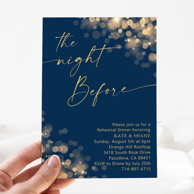 Gold & Navy Blue Rehearsal Dinner Invitation (Creator Uploaded)