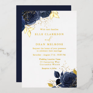 Gold & Navy Blue Roses Wedding Real Golden