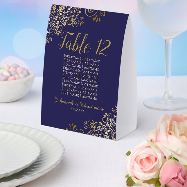 Gold Navy Blue Wedding Table Number Seating Chart (Insitu(Wedding))
