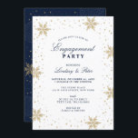 Gold & Navy Blue Winter Christmas Engagement Party Invitation<br><div class="desc">Celebrate your special day with this stylish winter engagement party Invitation. This design features beautiful snowflakes and sparkles graphics in gold & navy blue colour theme. You can customise the text to any winter events. More engagement celebration invites and party supplies are available at my shop BaraBomWedding.</div>