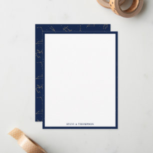 Gold & Navy Blue Zodiac Constellations Pattern Card