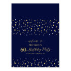 Gold & Navy Confetti 60th Birthday Party Welcome