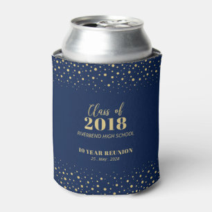 Gold & Navy Confetti Class Reunion Party Favour Ca Can Cooler