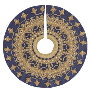 Gold Navy Decorative Holiday Tree Skirt