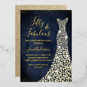 Gold Navy Dress 50 & Fabulous Birthday