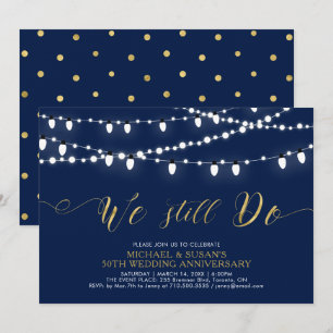 Gold & Navy   Modern 50th Wedding Anniversary Invitation