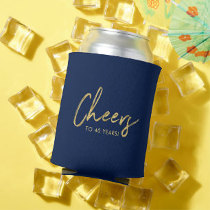 Gold & Navy   Modern Adult Birthday Party Favour Can Cooler