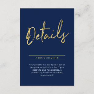 Gold & Navy Modern Adult Birthday Party Insert