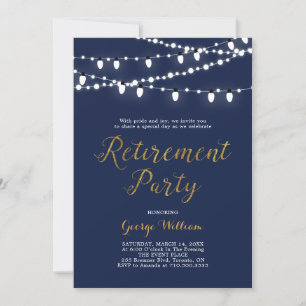 Gold & Navy   Modern Retirement Party Invitation