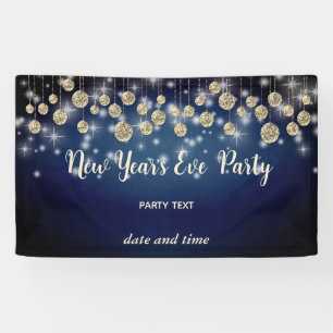 Gold navy New Year's Eve party sparkling Banner