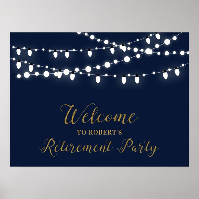 Gold & Navy | Retirement Party Welcome Sign (Front)