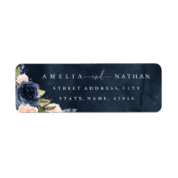 Gold Navy Sparkle Floral Watercolor Wedding