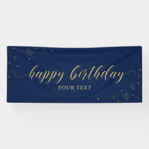 Gold & Navy   Sparkle Happy Birthday Party Banner