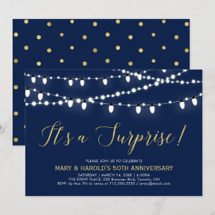Gold & Navy   Surprise 50th Wedding Anniversary Invitation