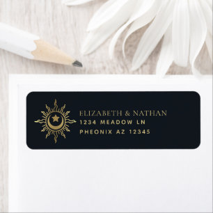 Gold & Navy Vintage Tarot Gothic Wedding Return Address Label