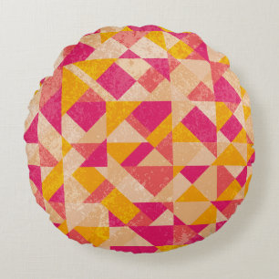 Gold neon background, colourful light effects. round cushion