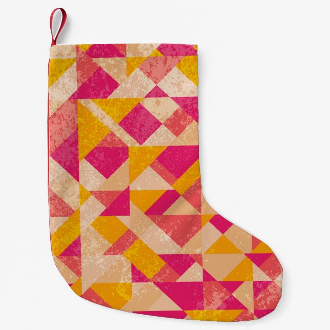 Gold neon background, colourful light effects. small christmas stocking (Front)