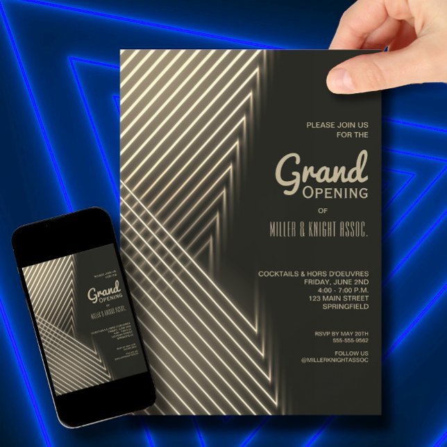 Gold Neon Business Lights Invitation (Creator Uploaded)